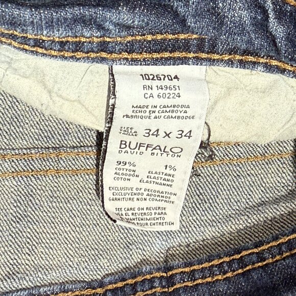 Buffalo David Bitton Driven X Jeans 34/34 Blue Perfectly Faded Stretch Straight - Picture 9 of 9